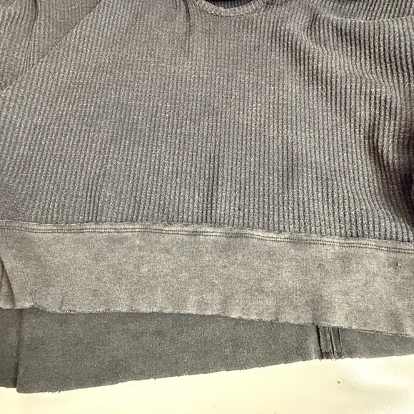 We The Free Buttercup Waffle Knit Pullover Womens S Black Cotton Blend V Neck - Picture 10 of 14